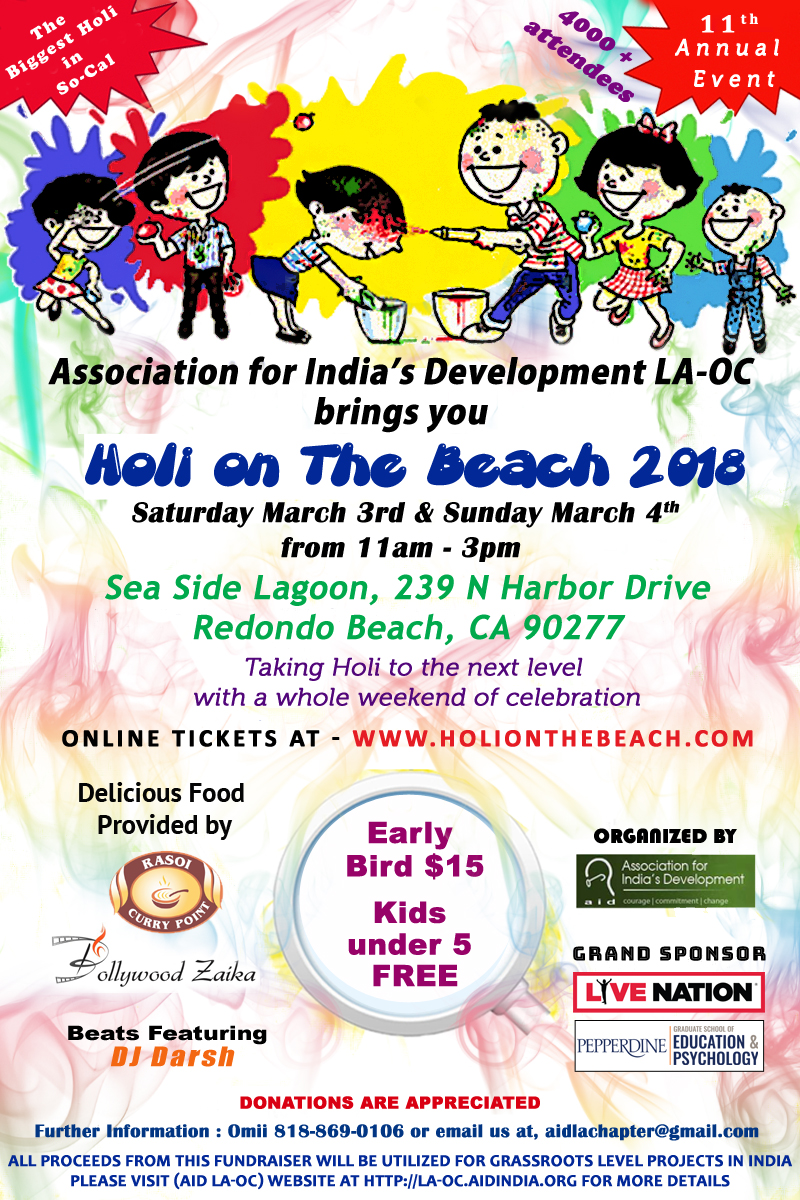 Holi on the Beach 2018 (Festival Of Colors LA-OC) on Sunday, March 4th