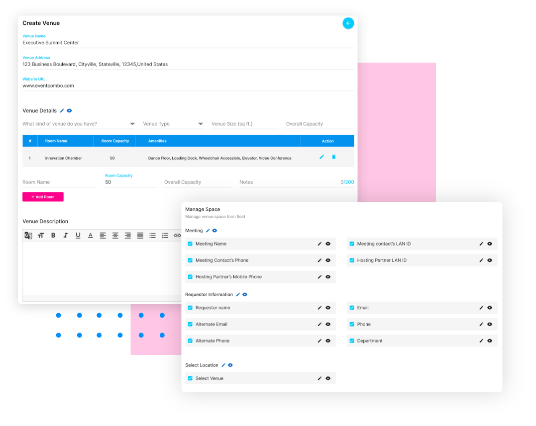 Create, Customize, and Manage Venues & Spaces