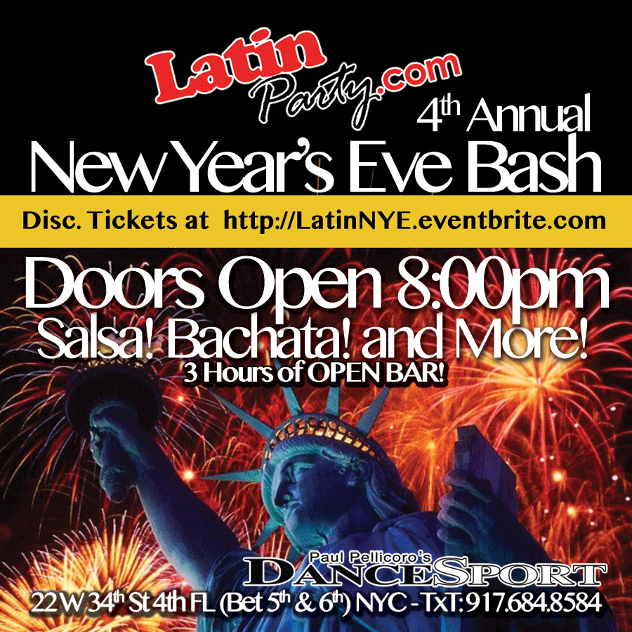 Salsa/Bachata New Years Eve! - Two Rooms! Salsa/Bachata New Years Eve! - Two Rooms!