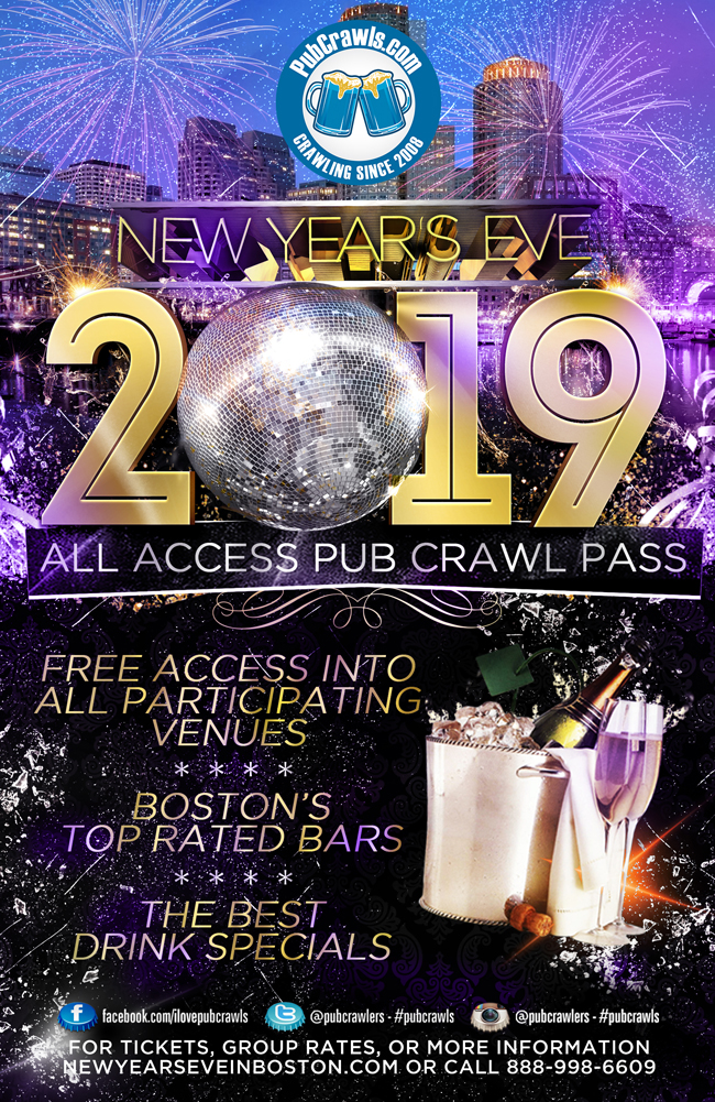 Boston New Year's Eve Pub Crawl All Access Pass (Faneuil Hall)