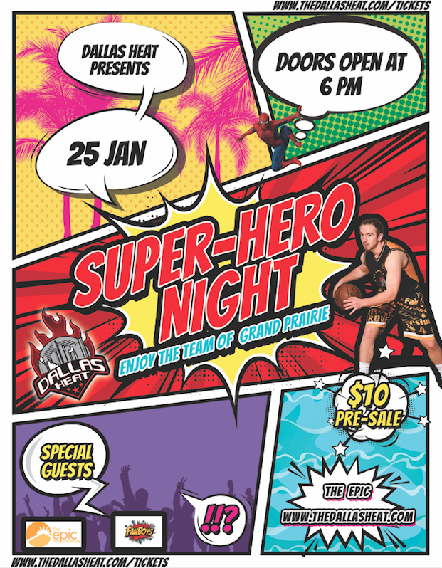 Dallas Heat vs Crowley Panthers (Superhero Night) Dallas Heat vs Crowley Panthers (Superhero Night)
