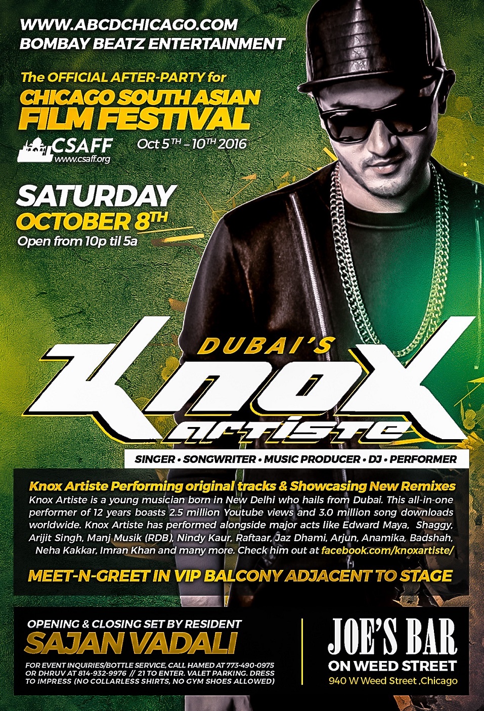 Dubai's KNOX ARTISTE Live! ~ Official After-Party for 2016 CSAFF.org Dubai's KNOX ARTISTE Live! ~ Official After-Party for 2016 CSAFF.org