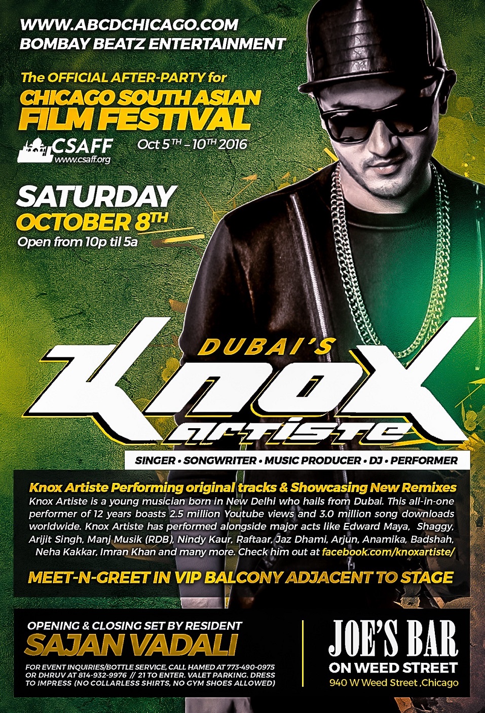 Dubai's KNOX ARTISTE Live! ~ Official After-Party for 2016 CSAFF.org