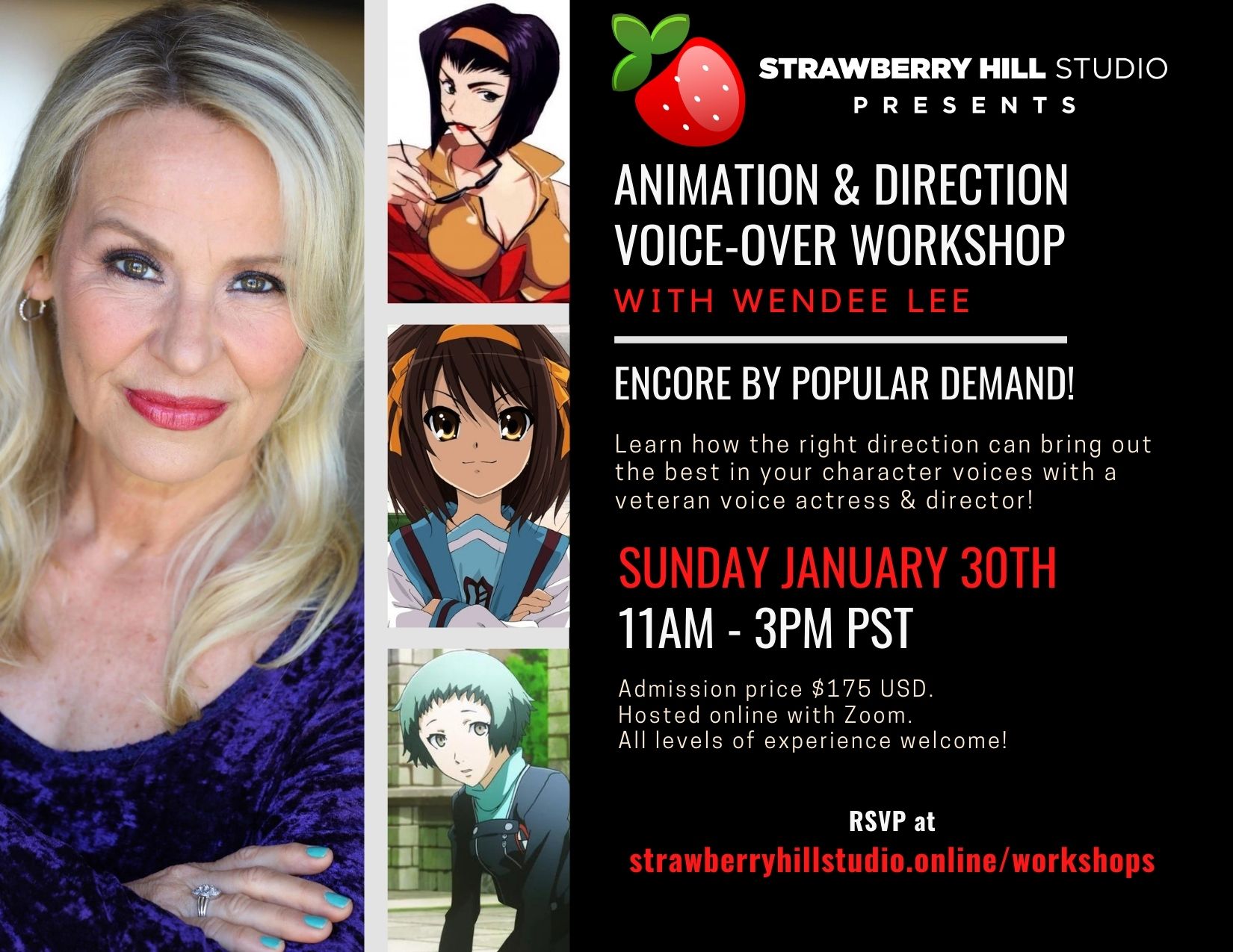ENCORE - Animation & Direction Voice-Over Workshop w/ Wendee Lee ENCORE - Animation & Direction Voice-Over Workshop w/ Wendee Lee