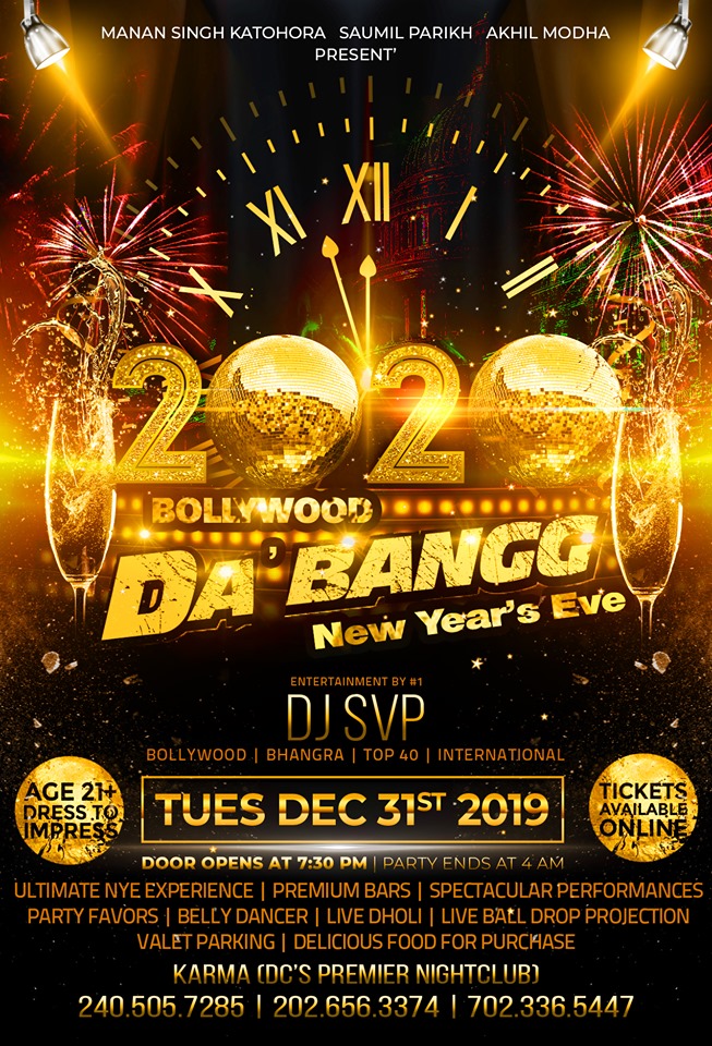 BOLLYWOOD DA'BANGG - Biggest 2020 NYE Event in Washington DC Metro