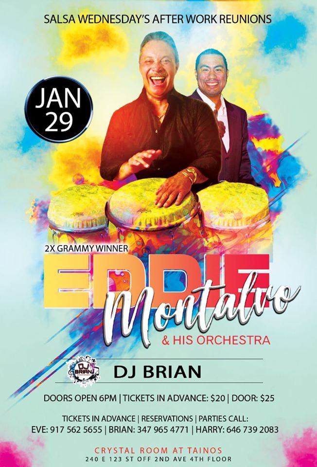 Salsa after work Wednesday reunions at Taino Towers with two-time Grammy Award winner Eddie Montalvo