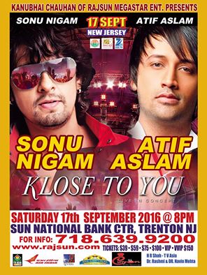 Sonu Nigam and Atif Aslam Live in Concert in New Jersey - KLOSE TO YOU TOUR Sonu Nigam and Atif Aslam Live in Concert in New Jersey - KLOSE TO YOU TOUR