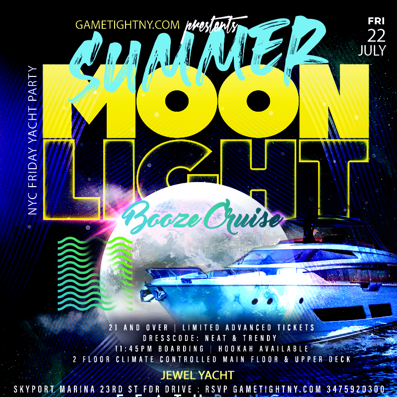 Jewel Yacht NYC Summer Moonlight Midnight Yacht Friday Party 2022