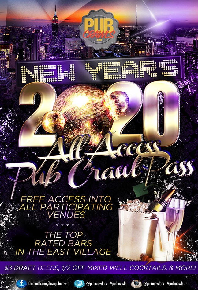 New York City All Access Pub Crawl Pass NYE 2020
