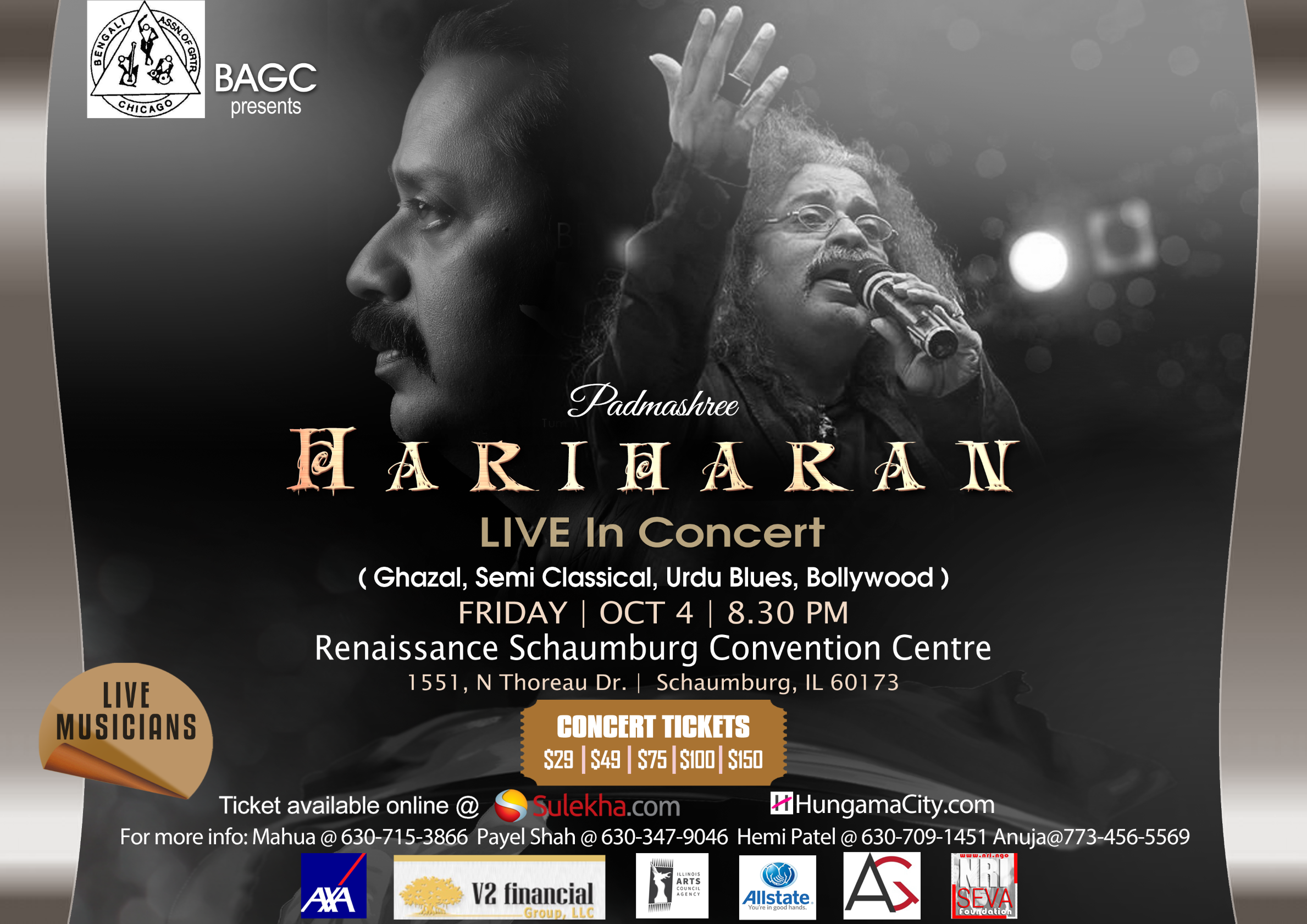 Hariharan 4th Oct Live in Concert in Chicago