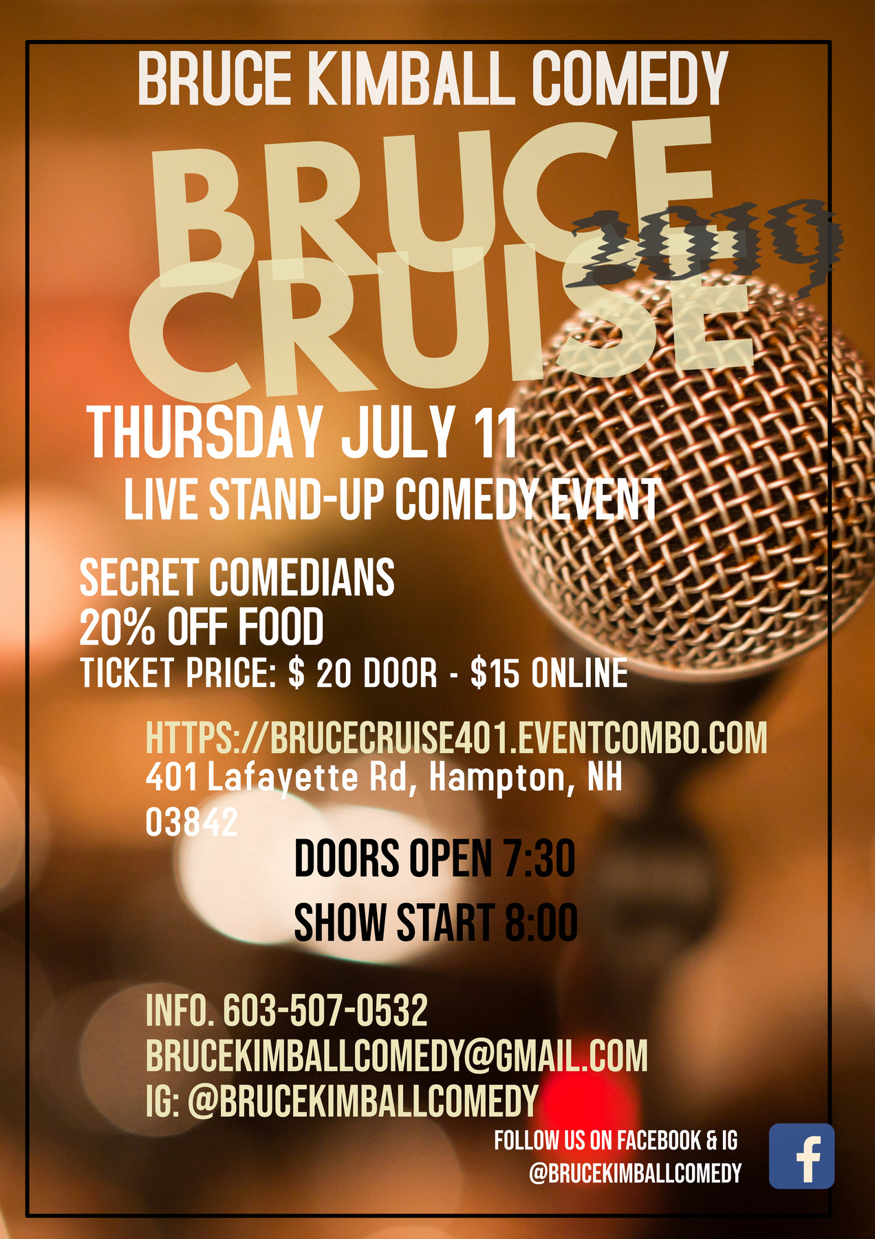 BRUCE KIMBALL COMEDY pres. BRUCE CRUISE 2019 BRUCE KIMBALL COMEDY pres. BRUCE CRUISE 2019