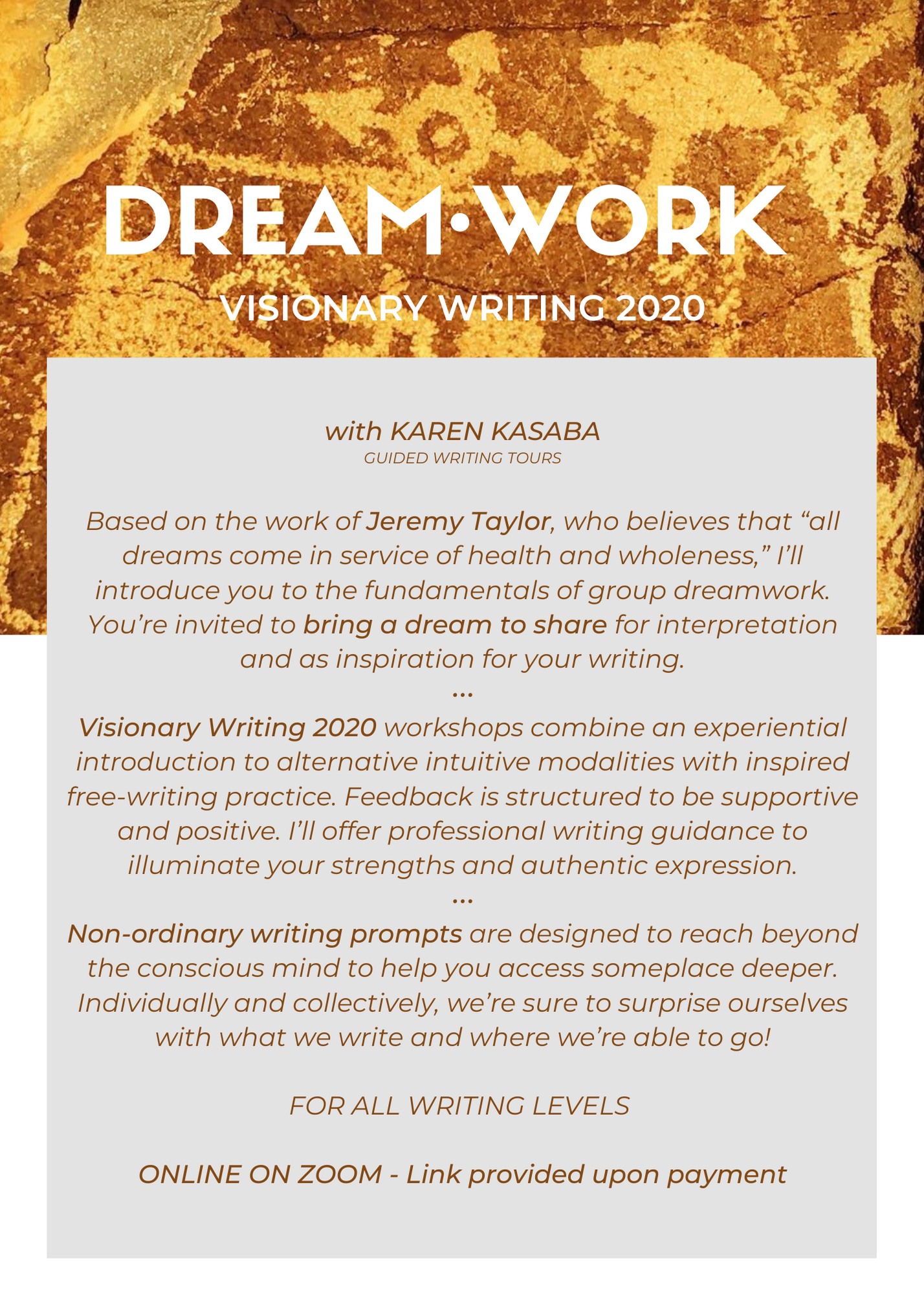 Dream•Work - VISIONARY WRITING 2020 Dream•Work - VISIONARY WRITING 2020