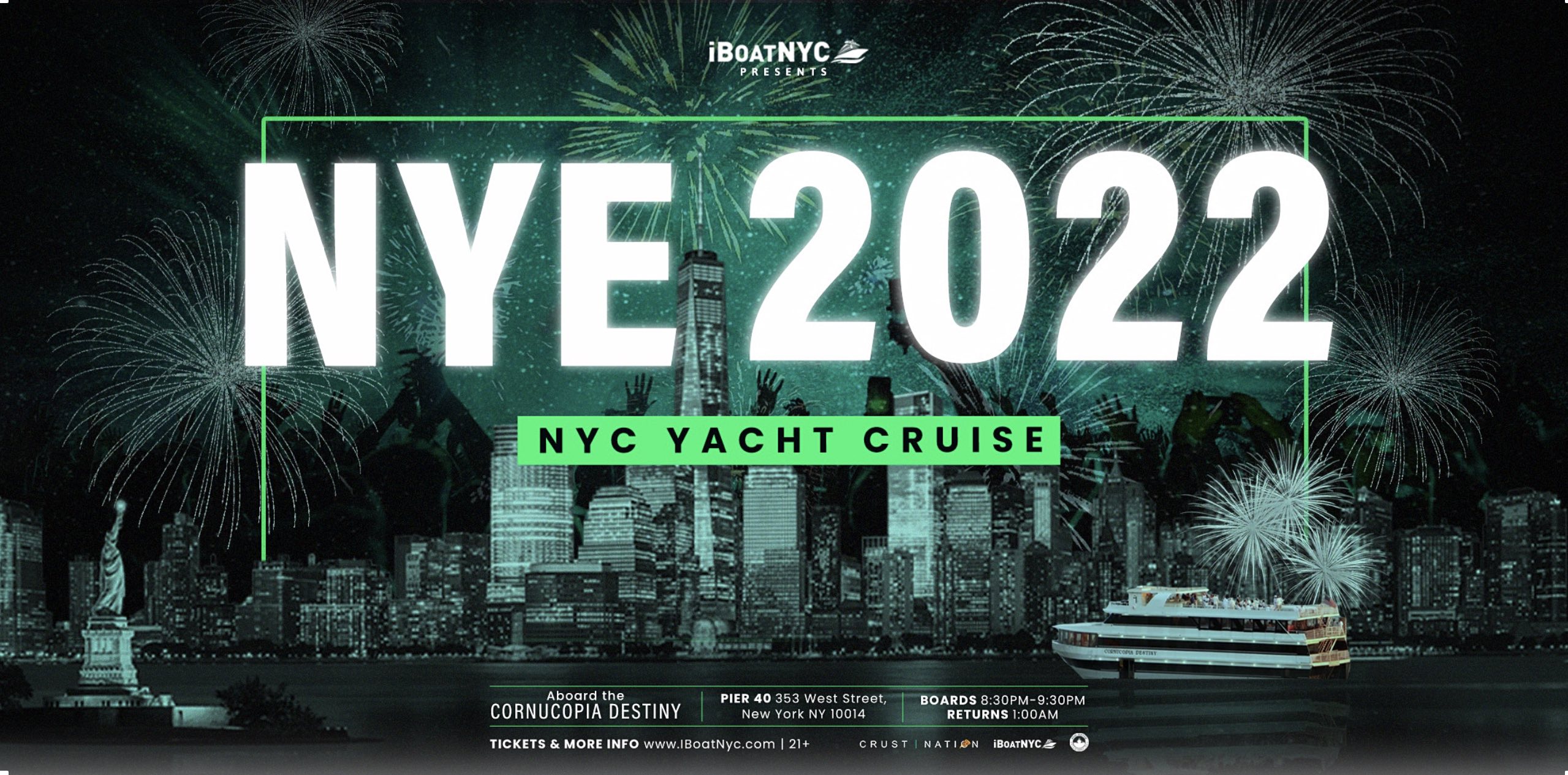 NEW YORK New Year's Eve FIREWORKS Party Cruise 2022 | DESTINY Yacht