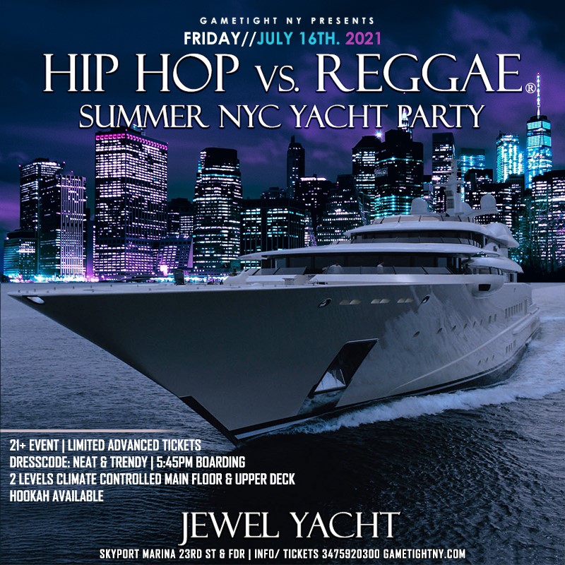 NYC Summer Sunset Hip Hop vs Reggae® Cruise Skyport Marina Jewel Yacht