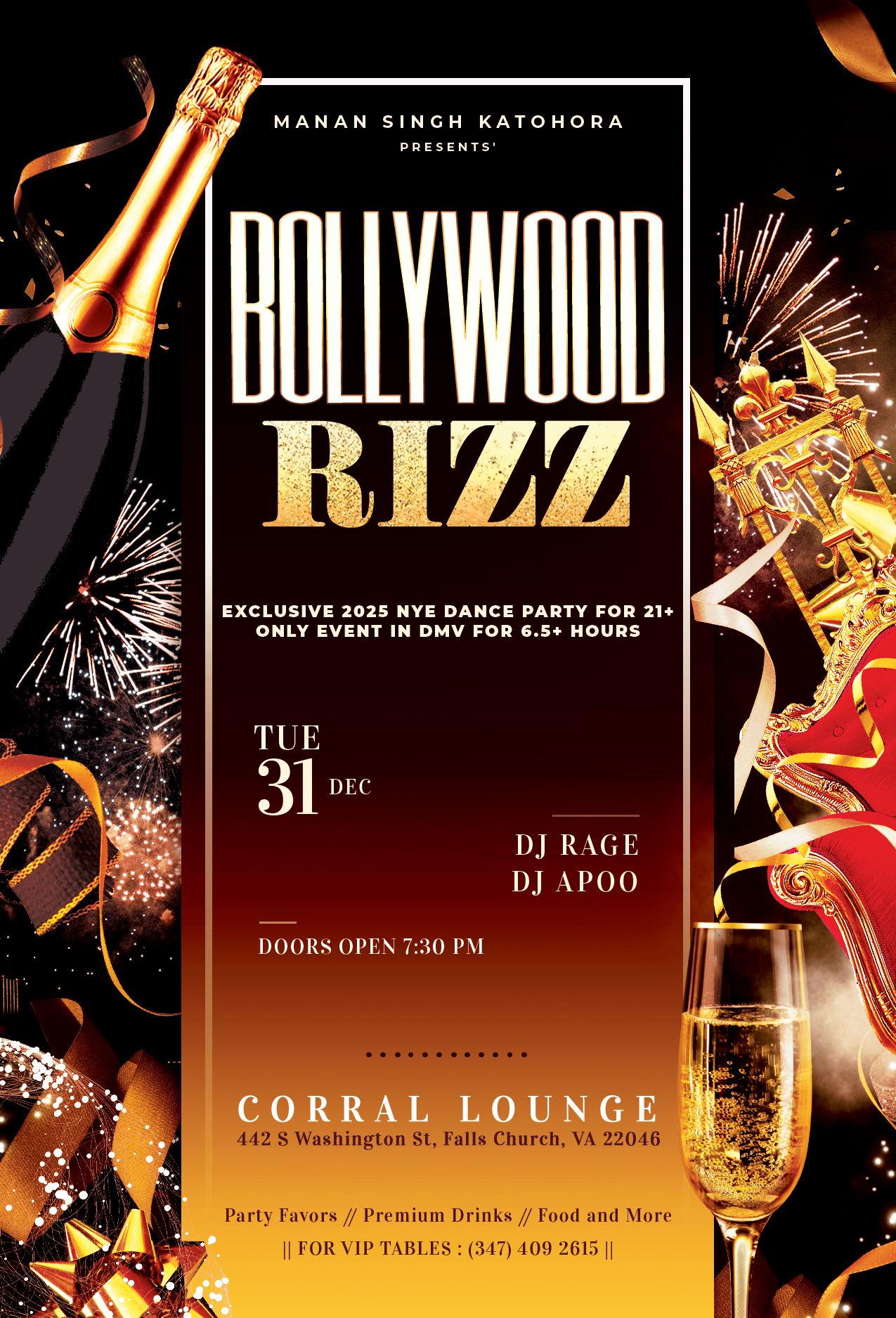 BOLLYWOOD RIZZ -- Exclusive 2025 NYE Dance Party for 21+ // with Celebrity DJs // Only Event in DMV for 6.5+ Hours // BOLLYWOOD RIZZ -- Exclusive 2025 NYE Dance Party for 21+ // with Celebrity DJs // Only Event in DMV for 6.5+ Hours //