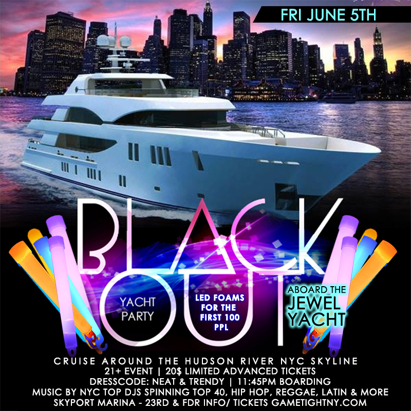 NYC Booze Cruise Glowsticks Yacht Party at Skyport Marina Jewel Yacht 2020 