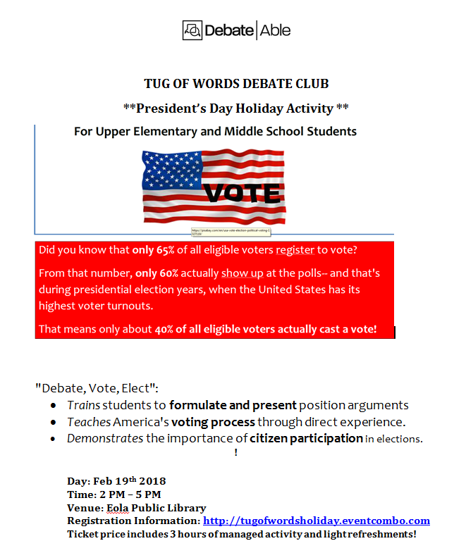 Tug of Words Debate Club : President Day Special Civics Activity