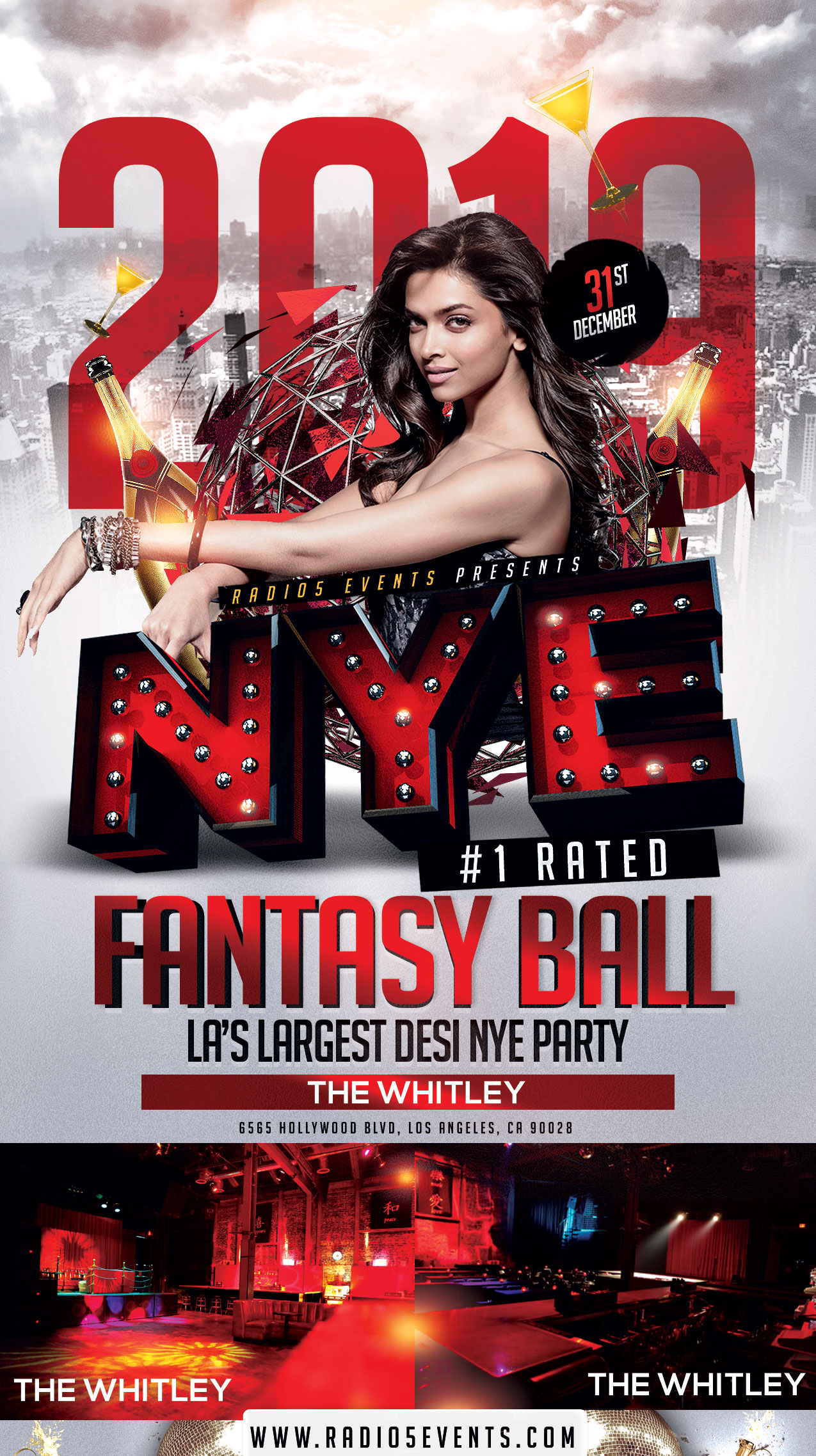 Radio5 Events presents the #1 Rated Desi NYE Party in LA! New Years Eve 2019 @ The Whitley w/ Mumbai's DJ DANDA! 13th Annual Fantasy Ball. Celebrate New Years with Charm & Sophistication!