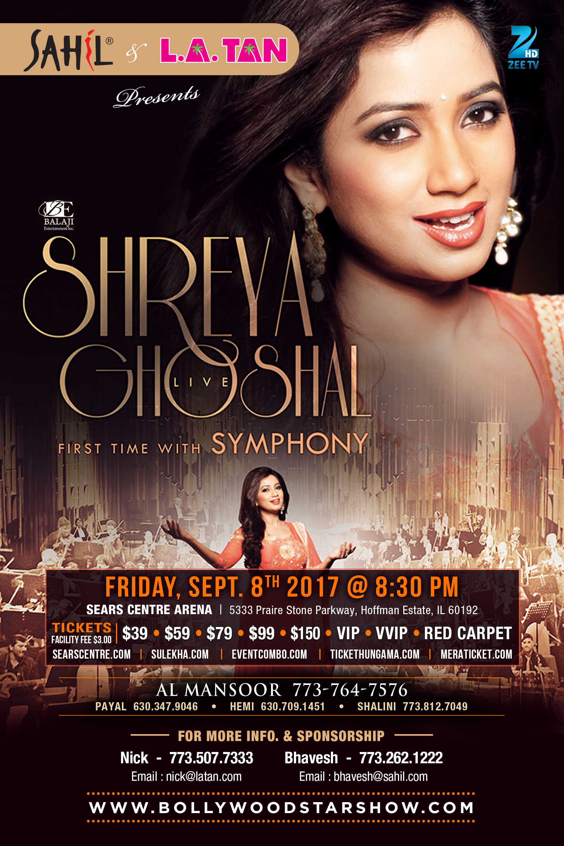 Buy Tickets for Shreya Ghoshal Live in Concert in Chicago 2017 with Symphony