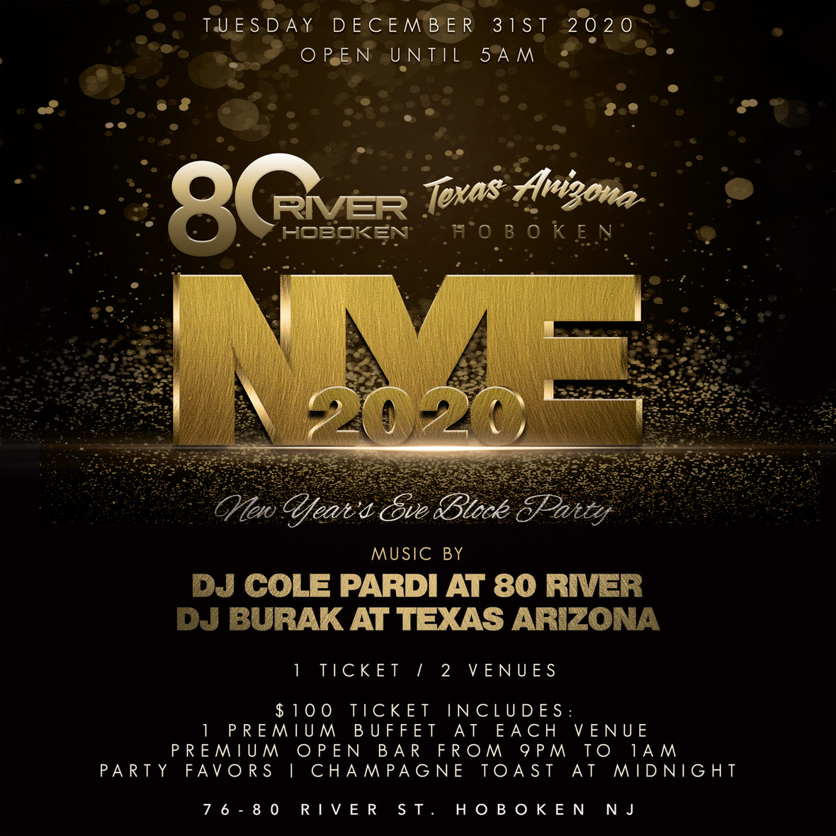 Texas Arizona & 80 River - 2-for-1 NYE Event in Hoboken