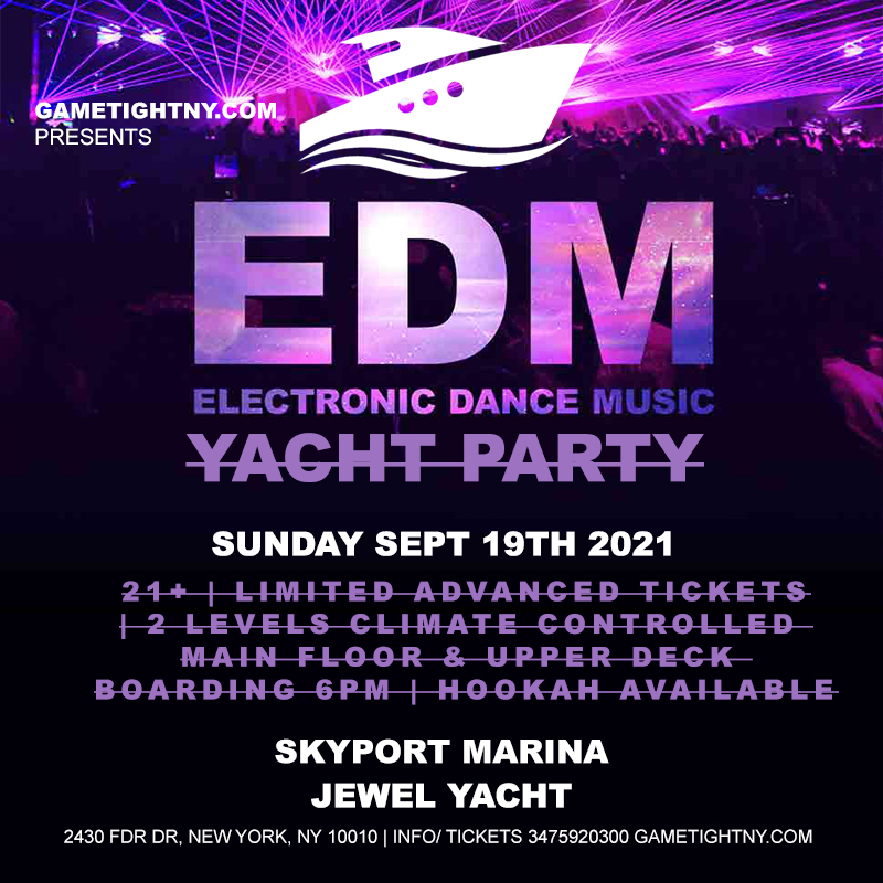 NYC EDM Sunday Sunset Yacht Party Cruise Skyport Marina Jewel Yacht 2021