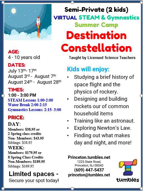 VIRTUAL STEAM-Gymnastics-Destination Constellation 
Summer Camp