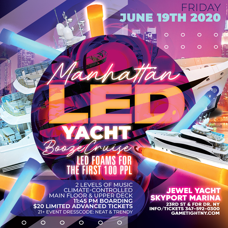 Manhattan LED Yacht Booze Cruise at Skyport Marina Jewel Yacht 2020 