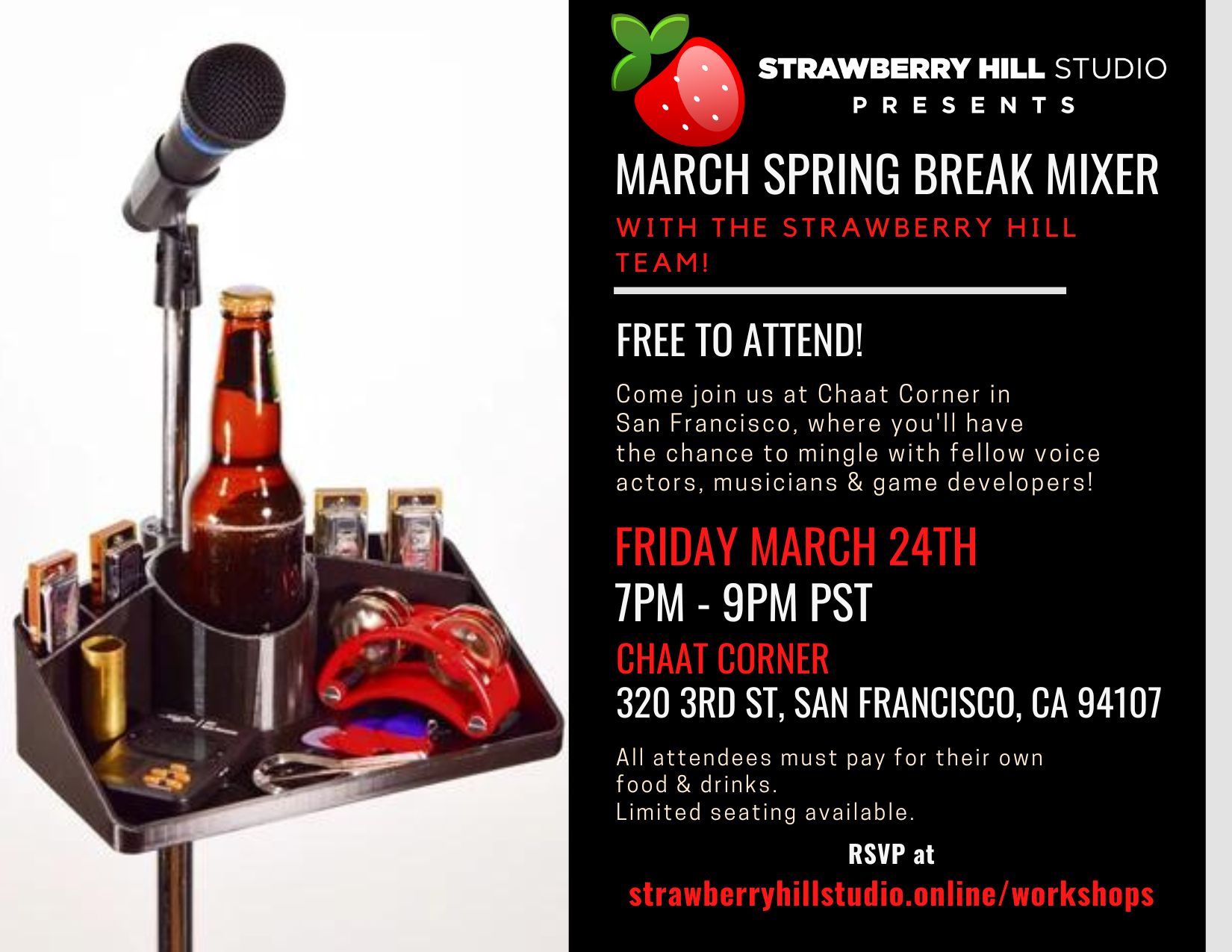 FREE EVENT - Strawberry Hill Studio March Spring Break Mixer