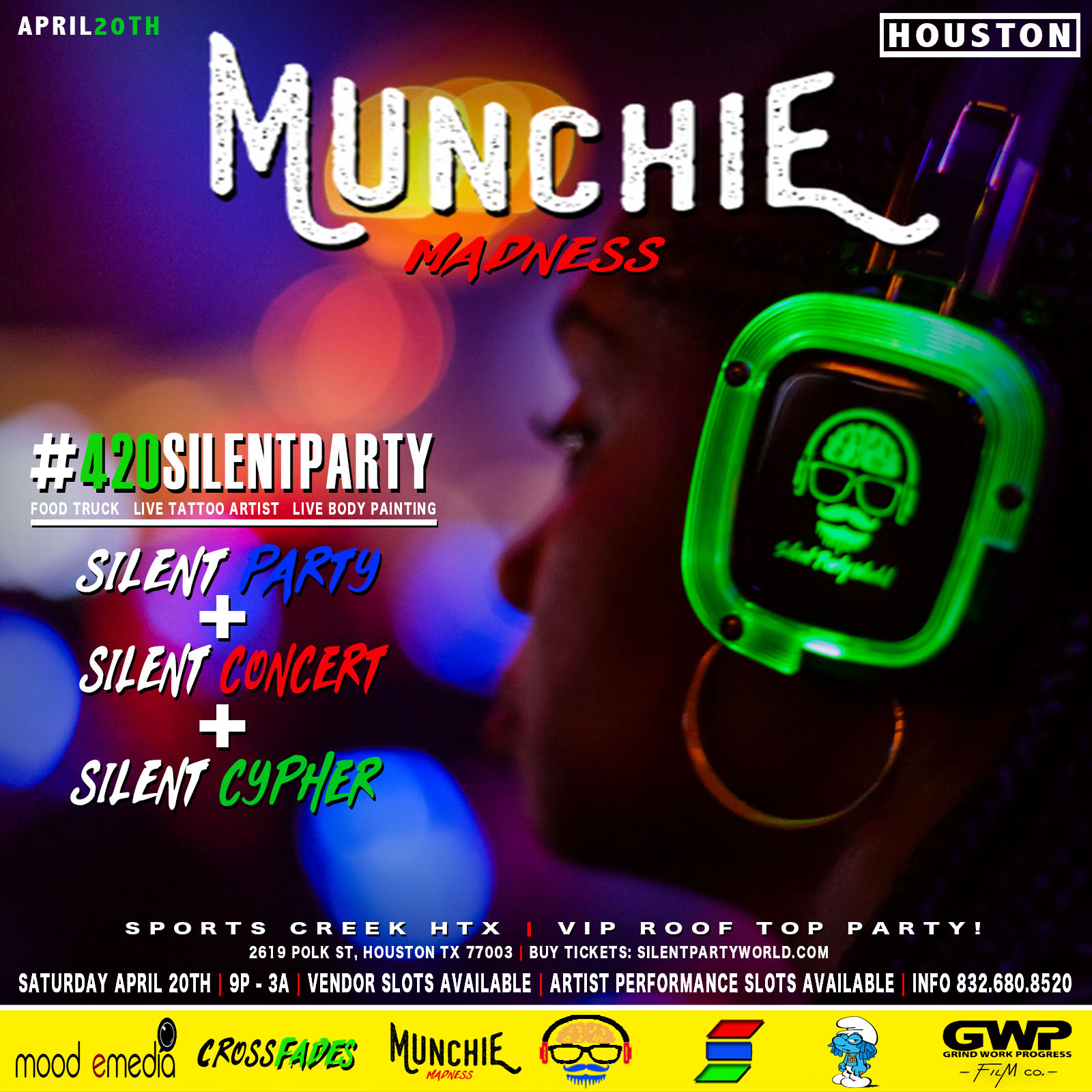 Munchie Madness 420 Silent Party + VIP Roof Top Party Munchie Madness 420 Silent Party + VIP Roof Top Party