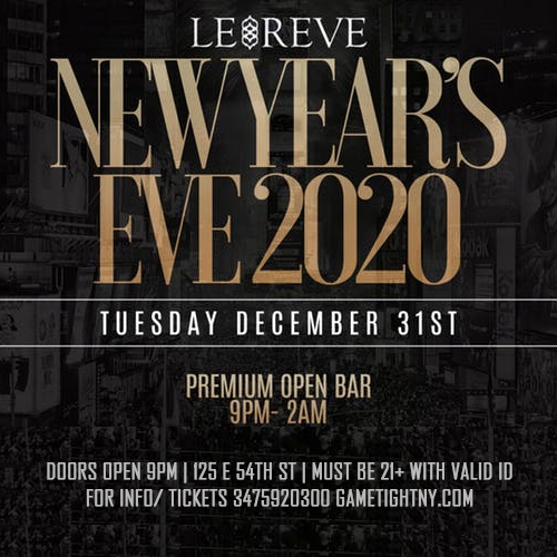 Le Reve NYC 5 Hours Openbar New Years Eve 2020 