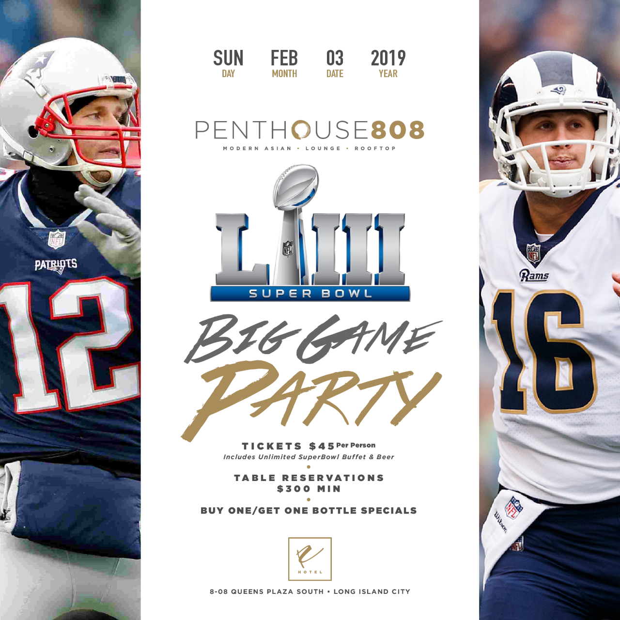 Super Bowl Sunday Openbeer & Food Buffet party at Ravel Penthouse 808 2019