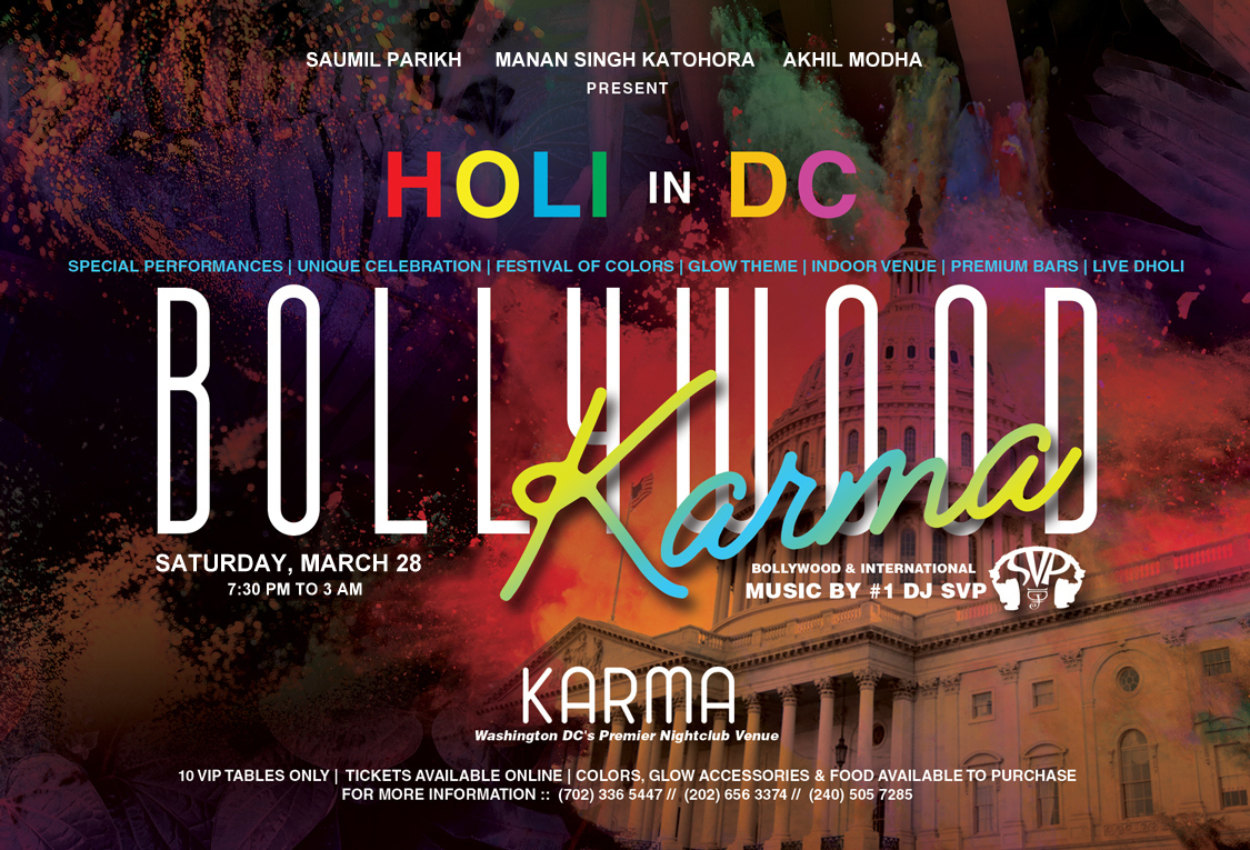 Bollywood Karma - HOLI in DC (Biggest Indoor Holi & Glow Club Party)