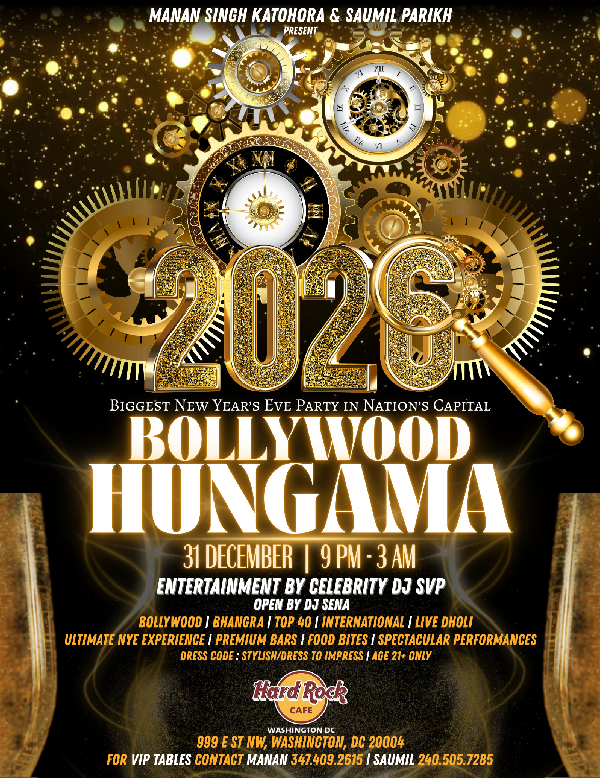 Manan Singh KATOHORA Presents' -- "BOLLYWOOD HUNGAMA" - Official Washington DC 2026 NYE Bollywood Party