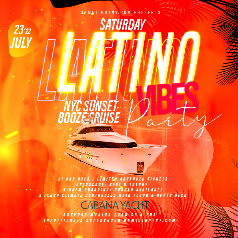 Latin Vibes NYC Sunset Cabana Yacht Party Skyport Marina 2022