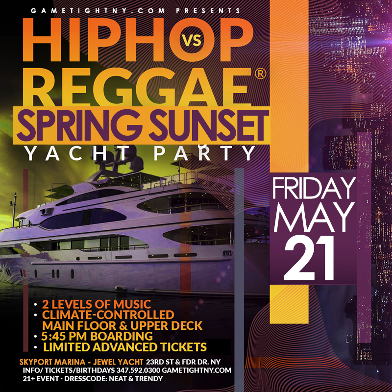NYC Hip Hop vs Reggae® NYC Sunset Cruise Skyport Marina Jewel Yacht