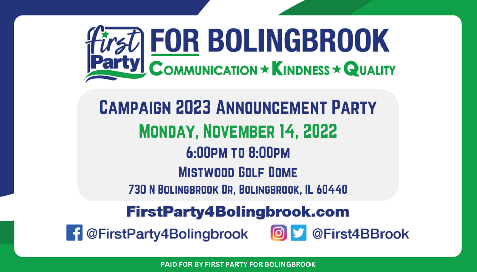 First Party For Bolingbrook created a new event. Follow the event here 2023 Announcement Party: First Party For Bolingbrook. <br/> <a href='https://www.eventcombo.com/e/2023-announcement-party-first-party-for-bolingbrook-67189' target='_blank'>View Event</a>