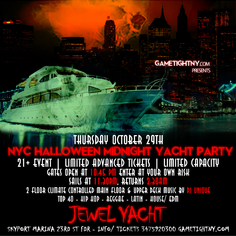 NYC Halloween HipHop vs Reggae® Midnight Cruise Skyport Marina Jewel Yacht