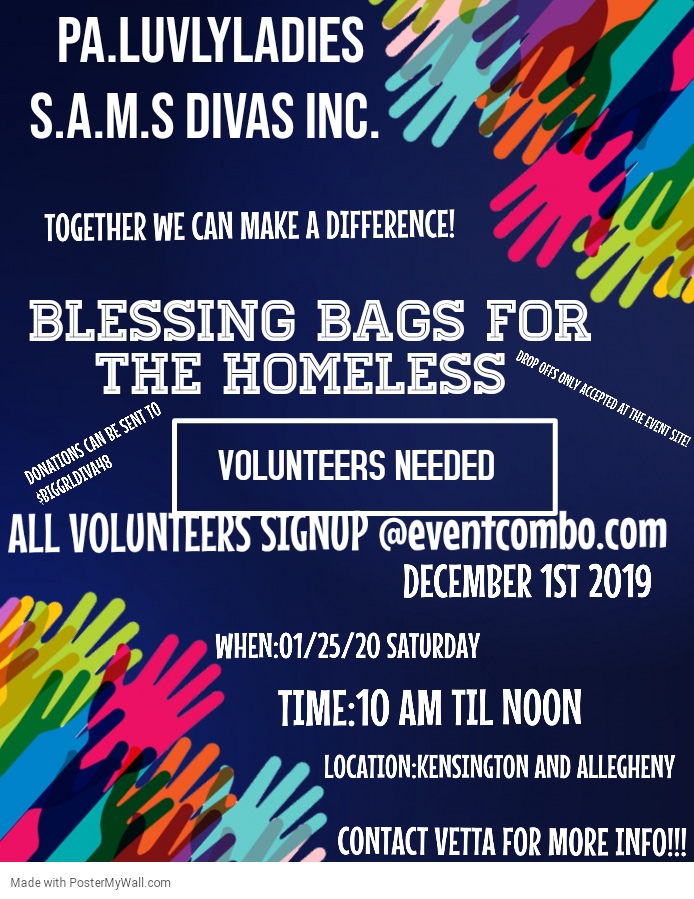 Pa.LuvlyLadies S.a.m.s divas inc. (BLESSING BAGS FOR THE HOMELESS)