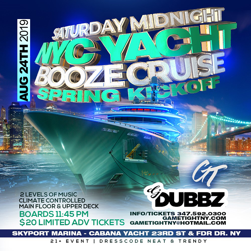 Manhattan Saturday Midnight Yacht Party Booze Cruise at Skyport Marina