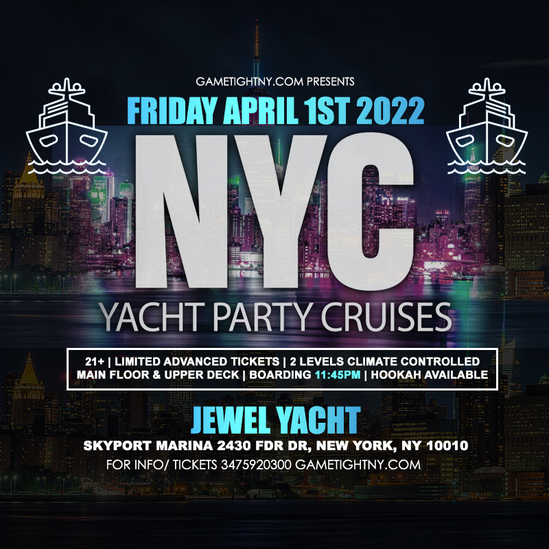 NYC Midnight Yacht Party Cruise Skyport Marina Jewel 2022