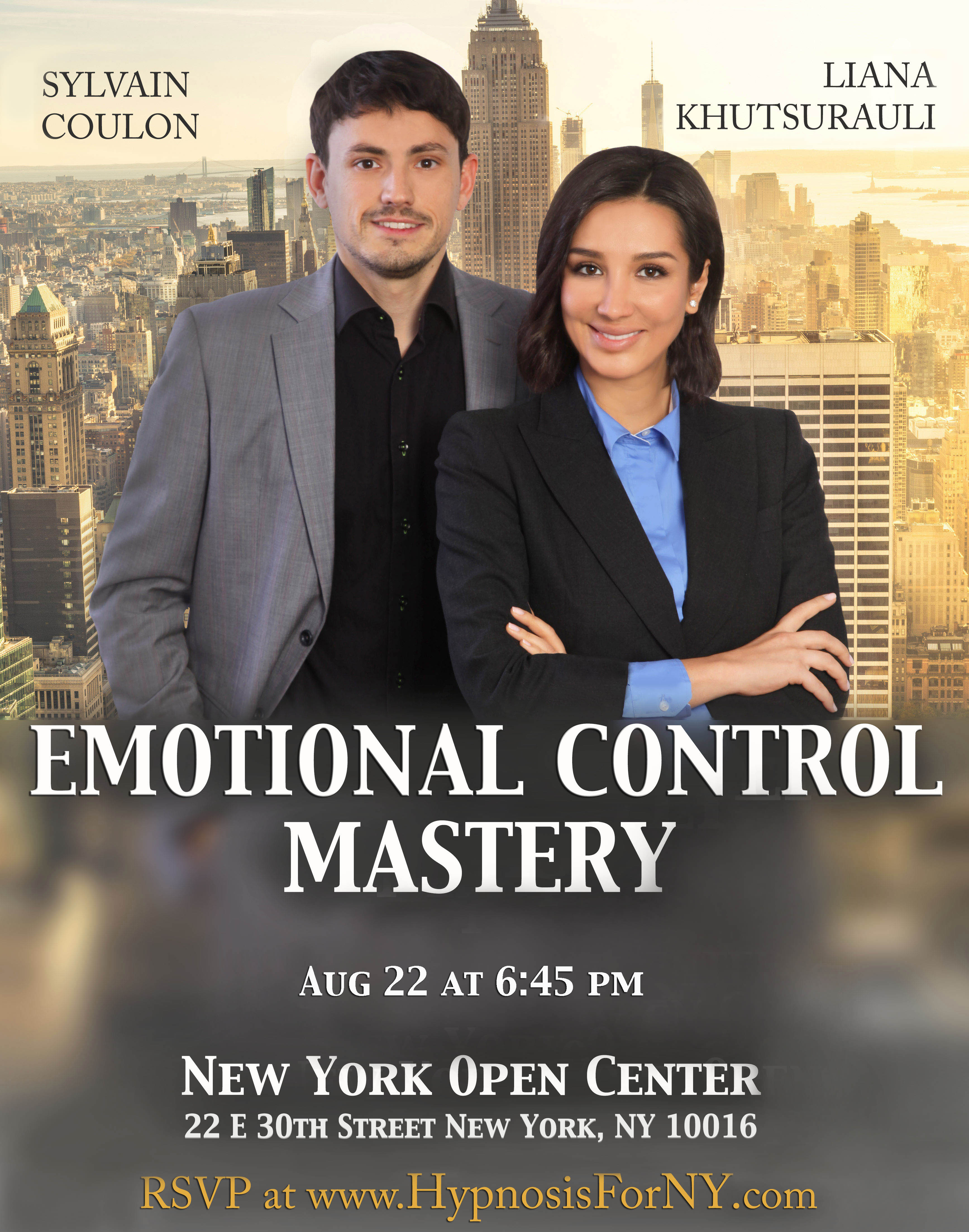 Emotional Control Mastery August 22 in New York