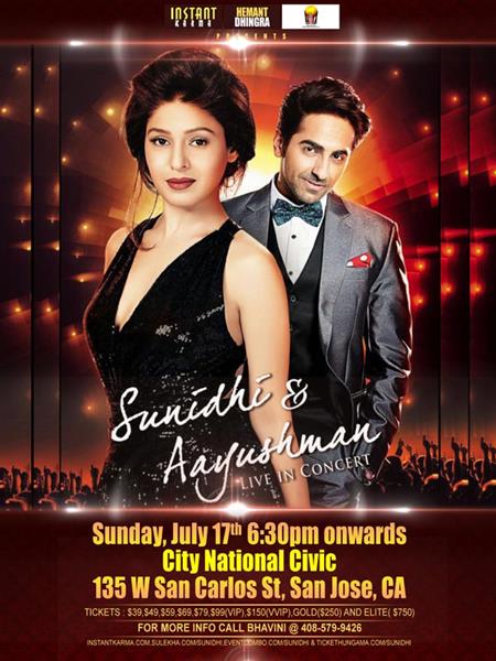 Sunidhi Chauhan and Ayushmann Khurrana Live In Bay Area Sunidhi Chauhan and Ayushmann Khurrana Live In Bay Area