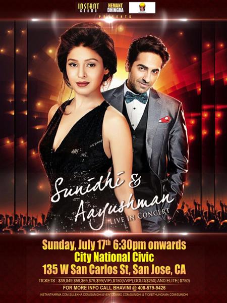 Sunidhi Chauhan and Ayushmann Khurrana Live In Bay Area