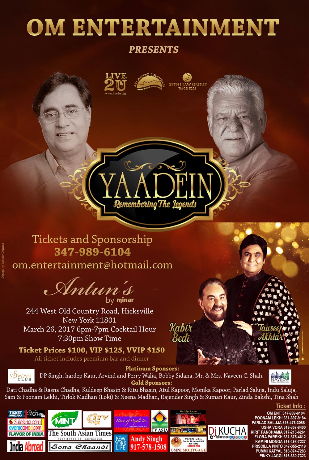 Yaadein Remembering The Legends in New York Featuring Kabir Bedi and Tauseef Akhtar