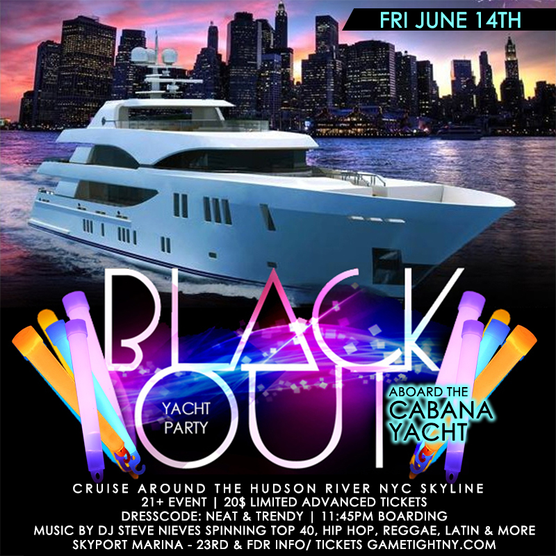 NYC Blackout Yacht Party Cruise at Skyport Marina Cabana Yacht 2019