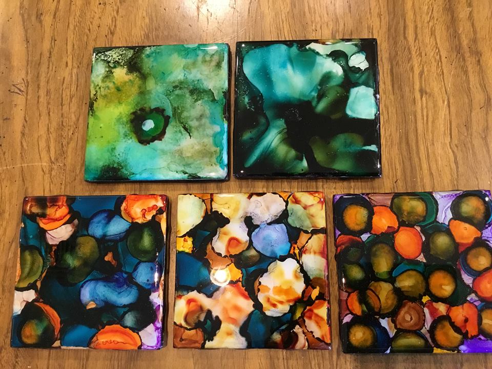 Alcohol Paint Tile Coasters