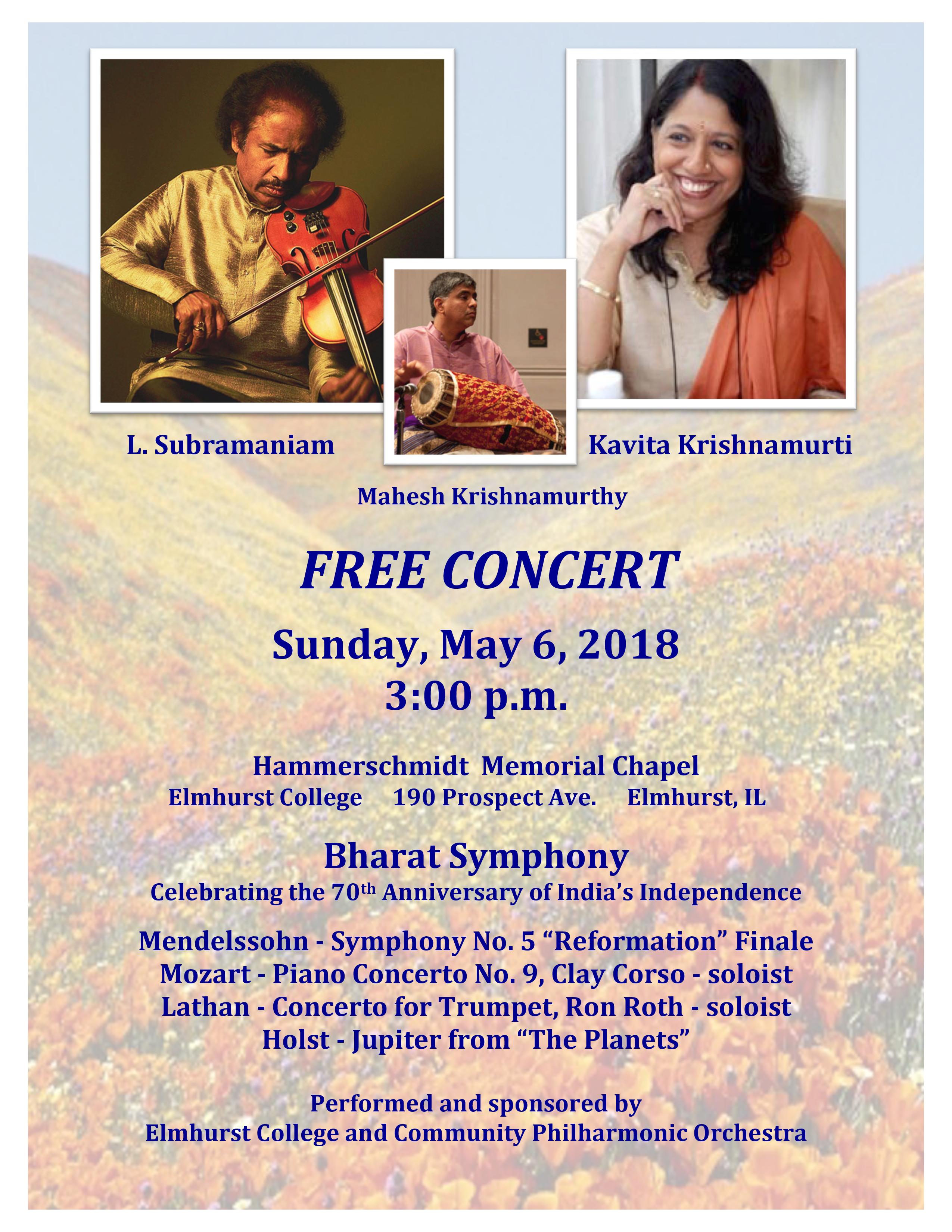 Bharat Symphony featuring L. Subramaniam and Kavita Krishnamurti
