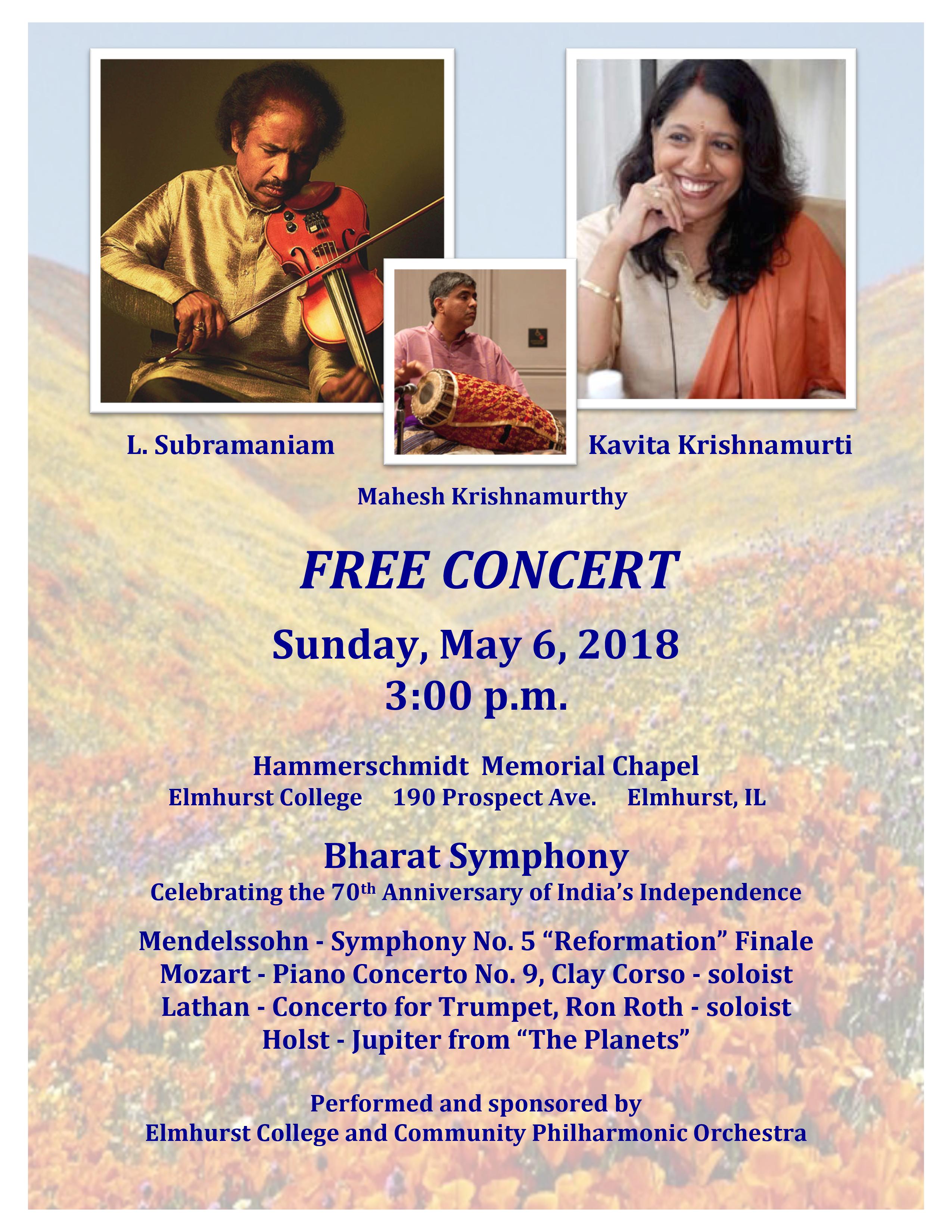 Bharat Symphony featuring L. Subramaniam and Kavita Krishnamurti Bharat Symphony featuring L. Subramaniam and Kavita Krishnamurti