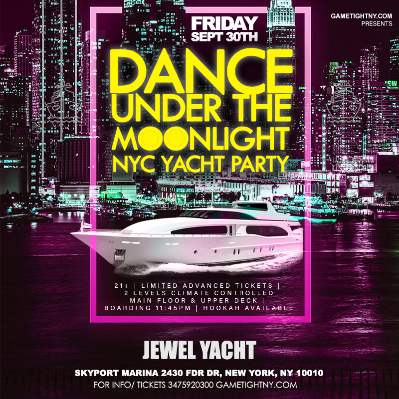 Jewel Yacht Dance under the Moonlight NYC Midnight Yacht Friday Party