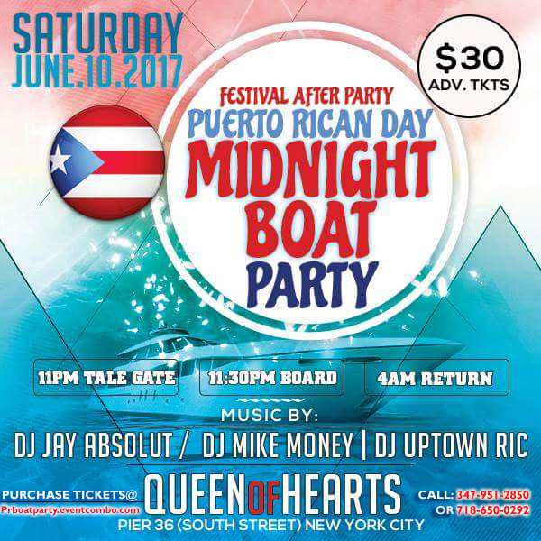 Puerto Rican Day Parade Weekend Midnight Boat Party in New York